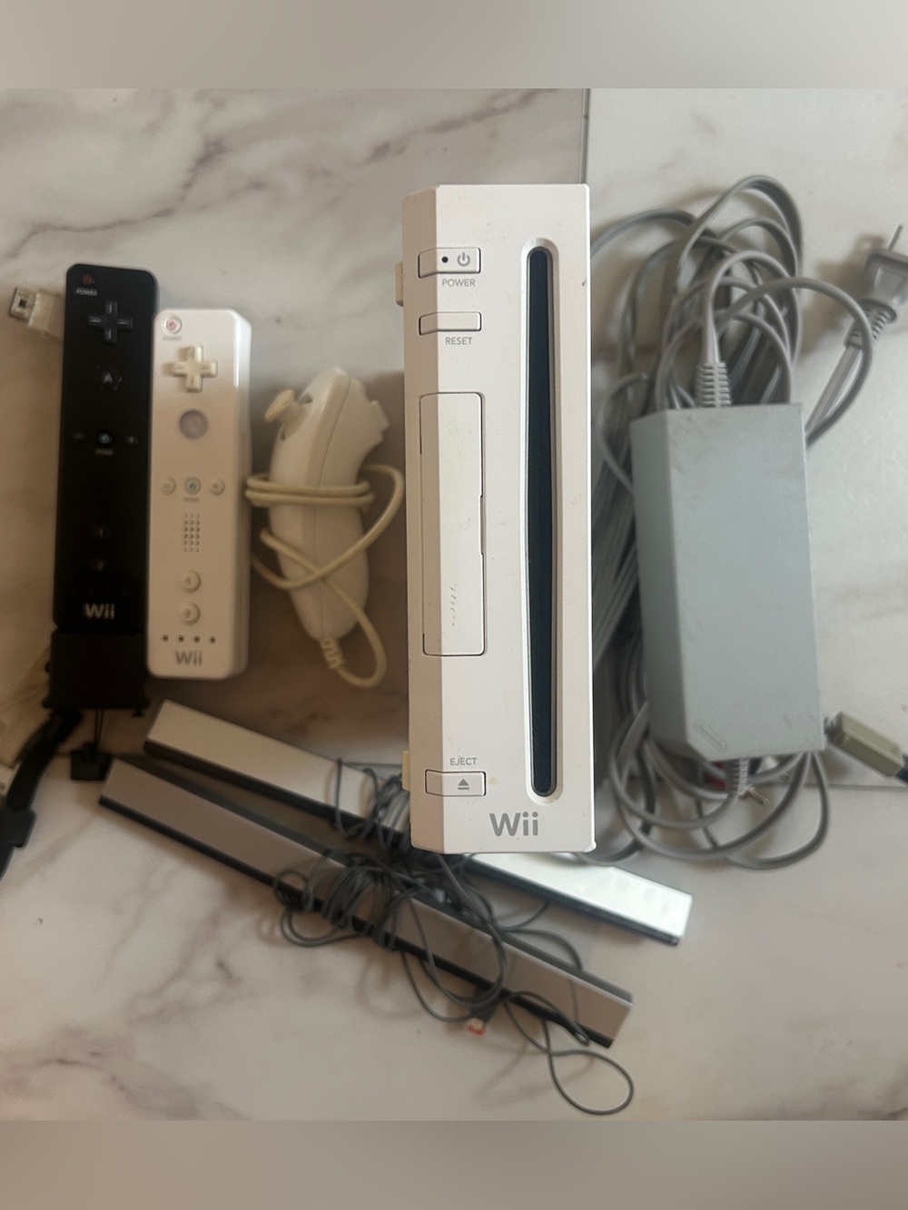 Original Nintendo Wii Bundle with Modded Console, 2 Controllers, Extra Sensor